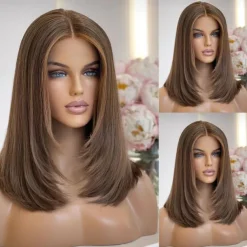 Remy Human Hair 13x4 Lace Front Wig Short Bob Brazilian Hair Silky Straight Auburn Wig 130% 150% Density with Baby Hair Natural Hairline 100% Virgin Pre-Plucked For Women Short Human Hair Lace Wig
