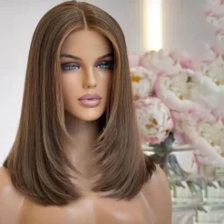 Remy Human Hair 13x4 Lace Front Wig Short Bob Brazilian Hair Silky Straight Auburn Wig 130% 150% Density with Baby Hair Natural Hairline 100% Virgin Pre-Plucked For Women Short Human Hair Lace Wig