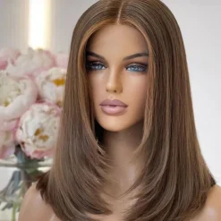 Remy Human Hair 13x4 Lace Front Wig Short Bob Brazilian Hair Silky Straight Auburn Wig 130% 150% Density with Baby Hair Natural Hairline 100% Virgin Pre-Plucked For Women Short Human Hair Lace Wig