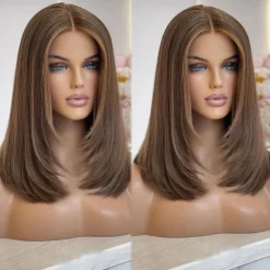 Remy Human Hair 13x4 Lace Front Wig Short Bob Brazilian Hair Silky Straight Auburn Wig 130% 150% Density with Baby Hair Natural Hairline 100% Virgin Pre-Plucked For Women Short Human Hair Lace Wig