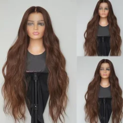Remy Human Hair 13x4 Lace Front Wig Free Part Brazilian Hair Body Wave Wavy Brown Wig 130% 150% Density 100% Virgin Glueless Pre-Plucked For Women Long Human Hair Lace Wig