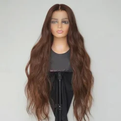 Remy Human Hair 13x4 Lace Front Wig Free Part Brazilian Hair Body Wave Wavy Brown Wig 130% 150% Density 100% Virgin Glueless Pre-Plucked For Women Long Human Hair Lace Wig