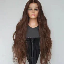 Remy Human Hair 13x4 Lace Front Wig Free Part Brazilian Hair Body Wave Wavy Brown Wig 130% 150% Density 100% Virgin Glueless Pre-Plucked For Women Long Human Hair Lace Wig