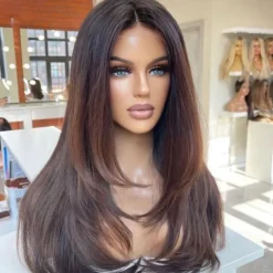 Remy Human Hair 13x4 Lace Front Wig Free Part Brazilian Hair Straight Multi-color Wig 130% 150% Density with Baby Hair Ombre Hair For Women Long Human Hair Lace Wig