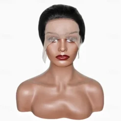 Remy Human Hair 13x1 Lace Front Wig Pixie Cut Free Part Brazilian Hair Straight Natural Wig 120% Density Natural Hairline 100% Virgin For Women wigs for black women Short Human Hair Lace Wig / Party