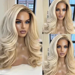 Remy Human Hair 13x4 Lace Front Wig Free Part Brazilian Hair Wavy Multi-color Wig 130% 150% Density Ombre Hair Pre-Plucked For Women Long Human Hair Lace Wig