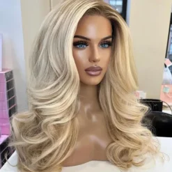 Remy Human Hair 13x4 Lace Front Wig Free Part Brazilian Hair Wavy Multi-color Wig 130% 150% Density Ombre Hair Pre-Plucked For Women Long Human Hair Lace Wig