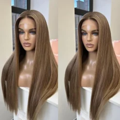 Remy Human Hair 13x4 Lace Front Wig Free Part Brazilian Hair Silky Straight Brown Wig 130% 150% Density Natural Hairline 100% Virgin For Women Long Human Hair Lace Wig