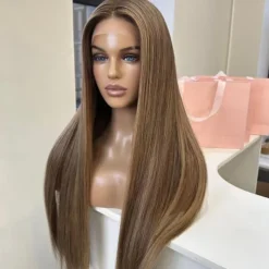Remy Human Hair 13x4 Lace Front Wig Free Part Brazilian Hair Silky Straight Brown Wig 130% 150% Density Natural Hairline 100% Virgin For Women Long Human Hair Lace Wig