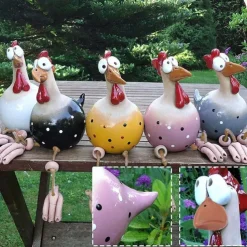 Resin Big Eye Chicken Handicraft Ornaments Hanging Foot Chicken Pendant Home Decor Garden Resin Ornaments