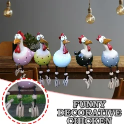 Resin Big Eye Chicken Handicraft Ornaments Hanging Foot Chicken Pendant Home Decor Garden Resin Ornaments