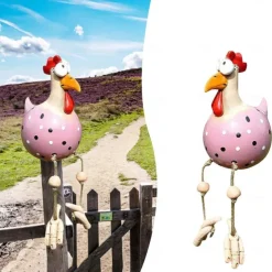 Resin Big Eye Chicken Handicraft Ornaments Hanging Foot Chicken Pendant Home Decor Garden Resin Ornaments