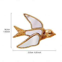 Resin Gold Swallow Sculpture, Home Decor Craft, Wall Hanging 5.7-7 Inches, Mirror Inlaid Surface, Unique Design for Bird Lovers, Collectible Item for Family Parties and Insect Exhibits