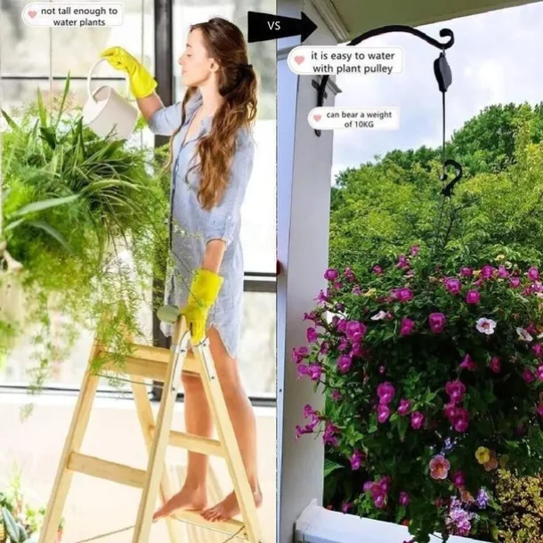 Retractable Hanging Plant Potted Telescopic Hook Garden Orchid Pots Pulley Pull Down Hanger Bird Cage Free Wheeling Lifting Hook