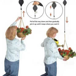 Retractable Hanging Plant Potted Telescopic Hook Garden Orchid Pots Pulley Pull Down Hanger Bird Cage Free Wheeling Lifting Hook