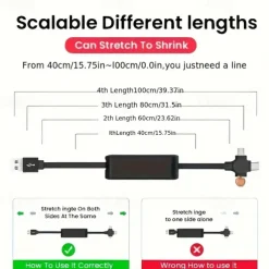 Retractable 3-in-1 Data Cable for Android Apple TYPE-C Charging Storage Cable