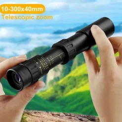 Retractable Monocular 10-300X40mm Long Range Mini with Zoom Magnification for Travel Hunting Camping and Outdoors