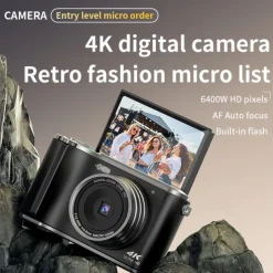 Retro Fashion 64 Megapixel Digital Camera 4K HD CMOS Lens HD Wide-Angle Shooting Camera