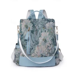 Retro Floral Fabric Backpack for Women – Bohemian Multi-Way Convertible Bag with Artistic Pattern, Great for Commuting, Shopping, or Weekend Outings