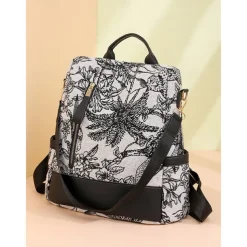 Retro Floral Fabric Backpack for Women – Bohemian Multi-Way Convertible Bag with Artistic Pattern, Great for Commuting, Shopping, or Weekend Outings