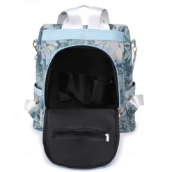 Retro Floral Fabric Backpack for Women – Bohemian Multi-Way Convertible Bag with Artistic Pattern, Great for Commuting, Shopping, or Weekend Outings