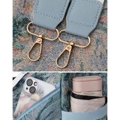 Retro Floral Fabric Backpack for Women – Bohemian Multi-Way Convertible Bag with Artistic Pattern, Great for Commuting, Shopping, or Weekend Outings