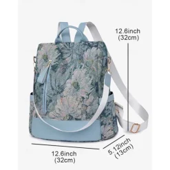 Retro Floral Fabric Backpack for Women – Bohemian Multi-Way Convertible Bag with Artistic Pattern, Great for Commuting, Shopping, or Weekend Outings