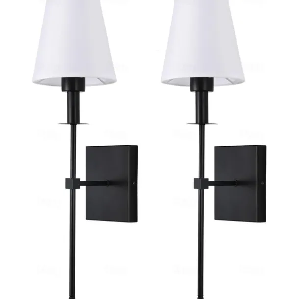 Retro Gold Wall Mounted Bedside Lamps Sconces Lighting Wall Lamps for Bedrooms with Fabric Shade for Bedroom Living Room Corridor Kitchen