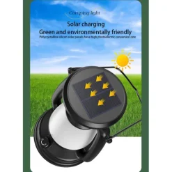 Retro Horse Lantern 3-Color LED Light Stepless Dimming Hanging Solar Rechargeable Outdoor Camping Light