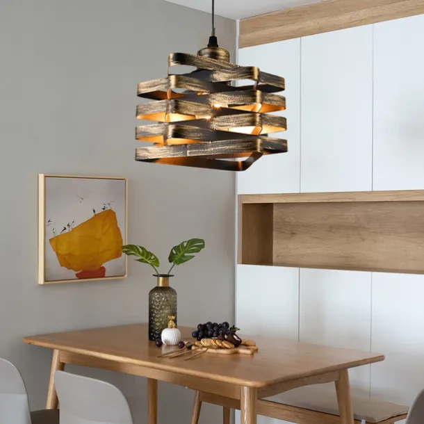 Retro Industrial Style Pendant Light Creative Height Adjustable Metal Hanging Lamp E27 Screw Single-head Chandelier 110-240V