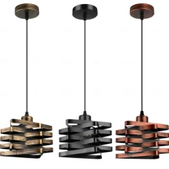 Retro Industrial Style Pendant Light Creative Height Adjustable Metal Hanging Lamp E27 Screw Single-head Chandelier 110-240V