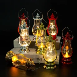 Retro Kerosene Lantern Light Christmas Decorations LED Copper Wire Lamp Creative Candle Lamp Home Decor Halloween Decoration Night Light Portable Lantern
