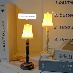 Retro Night Light Dormitory Bedroom Bedside Eye Protection Small Lamp Bedside Table European Mini Ornament Decoration Home Gifts