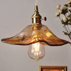 Retro Pendant Light 1-Light Adjustable Ceiling Balcony Chandelier Hanging Lamp Transparent Glass Ceiling Light with Glass Shade 110-240V