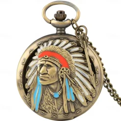 Retro Pocket Watches For Men Chief Series Steampunk Vintage Quartz Pocket FOB Watch Exquisite Necklace Unisex Gifts Half Hunter