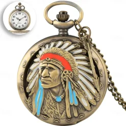 Retro Pocket Watches For Men Chief Series Steampunk Vintage Quartz Pocket FOB Watch Exquisite Necklace Unisex Gifts Half Hunter