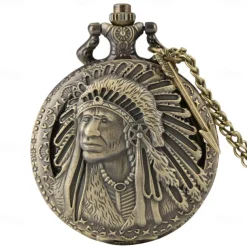 Retro Pocket Watches For Men Chief Series Steampunk Vintage Quartz Pocket FOB Watch Exquisite Necklace Unisex Gifts Half Hunter