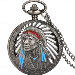 Retro Pocket Watches For Men Chief Series Steampunk Vintage Quartz Pocket FOB Watch Exquisite Necklace Unisex Gifts Half Hunter