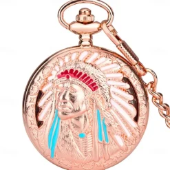 Retro Pocket Watches For Men Chief Series Steampunk Vintage Quartz Pocket FOB Watch Exquisite Necklace Unisex Gifts Half Hunter