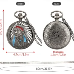 Retro Pocket Watches For Men Chief Series Steampunk Vintage Quartz Pocket FOB Watch Exquisite Necklace Unisex Gifts Half Hunter