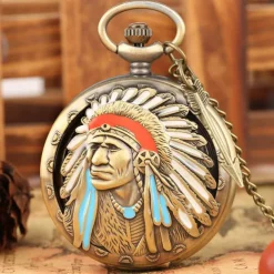 Retro Pocket Watches For Men Chief Series Steampunk Vintage Quartz Pocket FOB Watch Exquisite Necklace Unisex Gifts Half Hunter