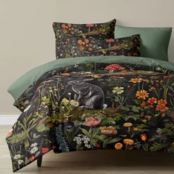 Retro Rainforest Rabbit Duvet Cover Set 2-piece Set 3-piece Set Lightweight Soft Short Plush Set Thick Feather Square Bed