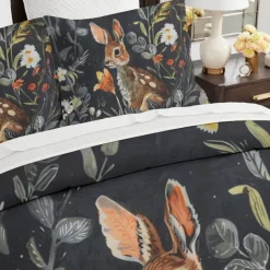 Retro Rainforest Rabbit Duvet Cover Set 2-piece Set 3-piece Set Lightweight Soft Short Plush Set Thick Feather Square Bed