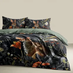 Retro Rainforest Rabbit Duvet Cover Set 2-piece Set 3-piece Set Lightweight Soft Short Plush Set Thick Feather Square Bed
