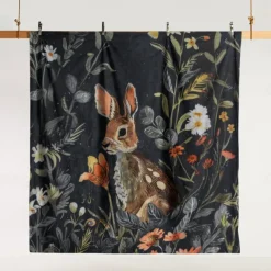 Retro Rainforest Rabbit Duvet Cover Set 2-piece Set 3-piece Set Lightweight Soft Short Plush Set Thick Feather Square Bed