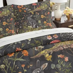 Retro Rainforest Rabbit Duvet Cover Set 2-piece Set 3-piece Set Lightweight Soft Short Plush Set Thick Feather Square Bed