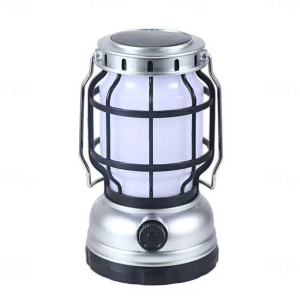 Retro Solar Camping Lights Portable Lantern Dimming Rechargeable LED Hanging Lights Power Bank Travel Tents Camp Supplies