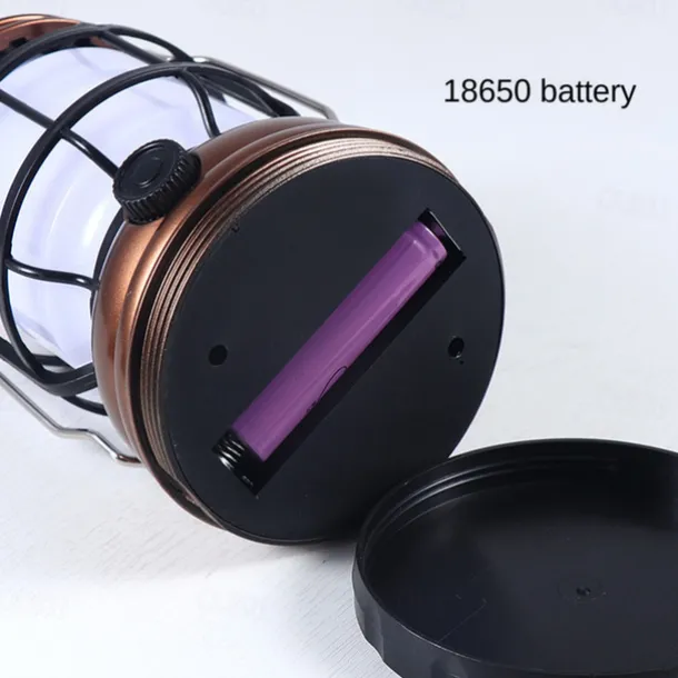 Retro Solar Camping Lights Portable Lantern Dimming Rechargeable LED Hanging Lights Power Bank Travel Tents Camp Supplies