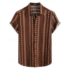 Retro Vintage Boho 1970s Shirt Hawaiian Shirts Hippie Tribal Ethnic Fancy Dress Men's Halloween Carnival Music Festival Beach Vacation Wear Retro Theme Party Adults' Shirt