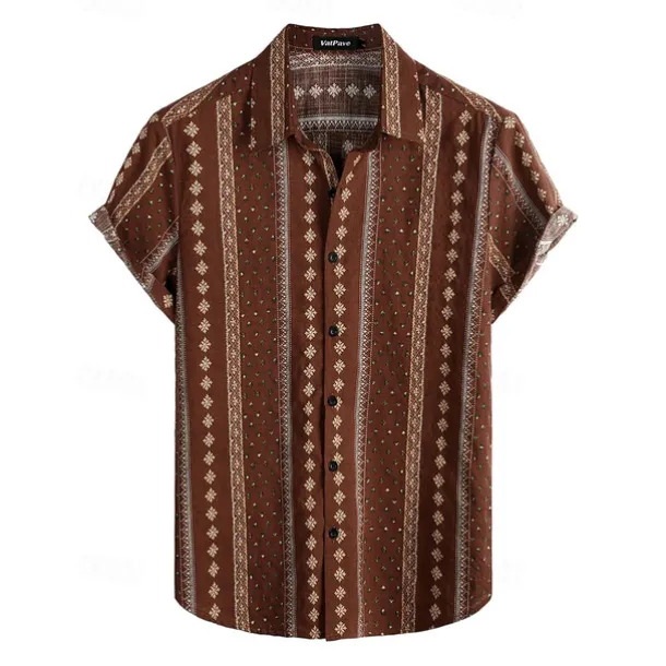 Retro Vintage Boho 1970s Shirt Hawaiian Shirts Hippie Tribal Ethnic Fancy Dress Men's Halloween Carnival Music Festival Beach Vacation Wear Retro Theme Party Adults' Shirt